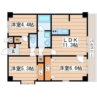 カルトセゾン鶴ヶ谷東【6階】の間取り