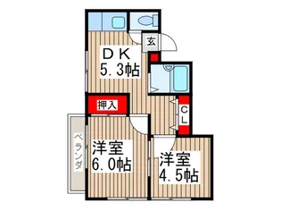 コ-ポベルウッド【2階】の間取り