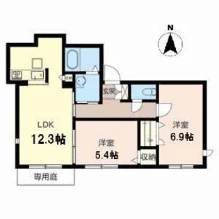 シャーメゾン桜ヶ丘【1階】の間取り