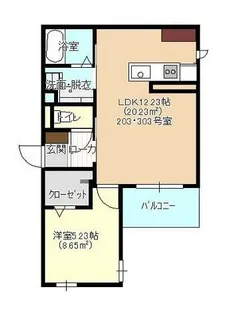 Lcrew舟入南【2階】の間取り
