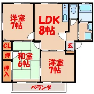 コーポラス祇園【1階】の間取り