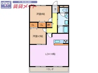 津ロードリーマンション【4階】の間取り