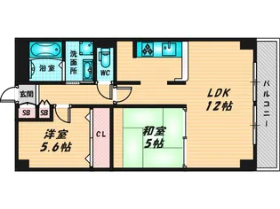 2LDKの間取り画像