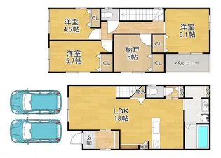 大阪府枚方市町楠葉2【一戸建】の間取り