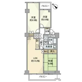 鎌倉グリーンマンション【10階】の間取り