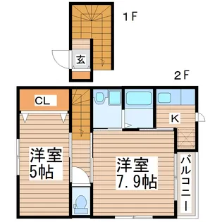 宮城県仙台市若林区木ノ下4【アパート】の間取り