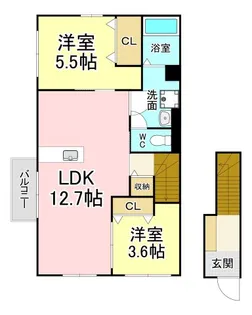 メゾンコンフォース通谷B【2階】の間取り
