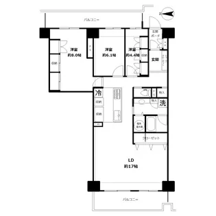 プラザ元加賀EF棟【15階】の間取り