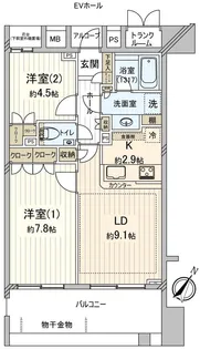 グランパティオス公園西の街1番館【2階】の間取り