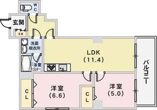 ライオンズマンション神戸【4階】の間取り