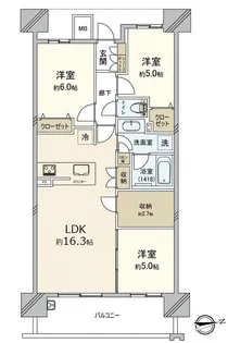 プレディア西古松ガーデンコート【6階】の間取り