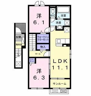 K’sヴィレッジ旭C【2階】の間取り