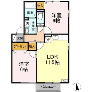 ハピネス甲西 A【2階】の間取り