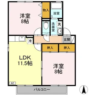 メゾンパーク新田東AB【1階】の間取り