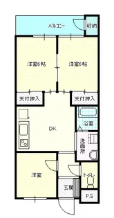 菊栄ハイツ【3階】の間取り