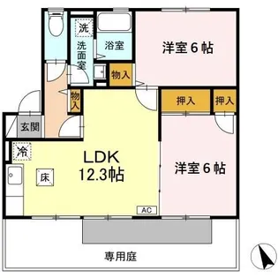 プレーヌ御笠【1階】の間取り