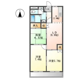 セジュール川部【2階】の間取り