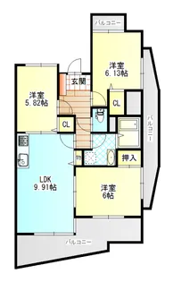 中央ハイツ海老塚【14階】の間取り