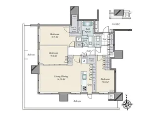 HARUMI FLAG PARK VILLAGE T棟【10階】の間取り