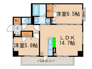 ローズガーデン室見【5階】の間取り