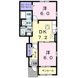 鹿児島県南九州市川辺町田部田【アパート】の間取り