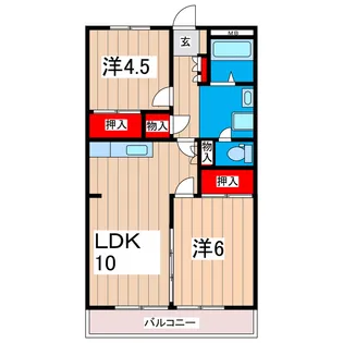 2LDKの間取り画像