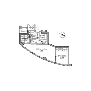 レジディアタワー乃木坂【6階】の間取り