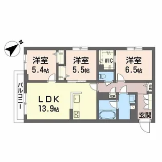 エクラージュ多治米II【2階】の間取り