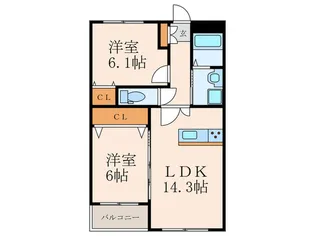 アップローズ貴船【2階】の間取り