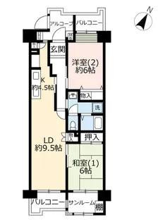 URビューコート仏向【2階】の間取り