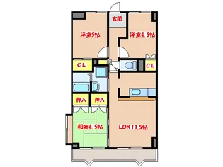 セントラルハイツ A棟【3階】の間取り
