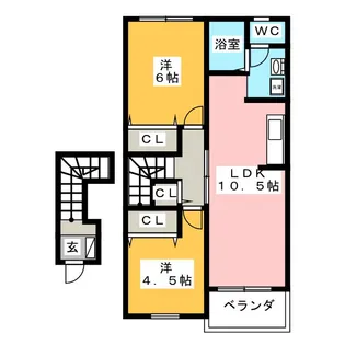 ヴァルトI B【2階】の間取り