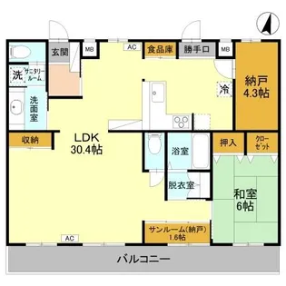 エクセレントコートC棟【1階】の間取り