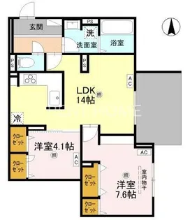 ウエスタンハイツ19【1階】の間取り