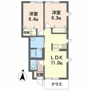 シャーメゾン花水木A【1階】の間取り