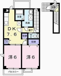 グリュッククレー B棟【2階】の間取り