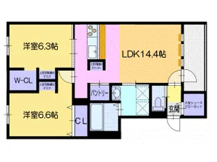 ネコフィーノ旭町III【1階】の間取り