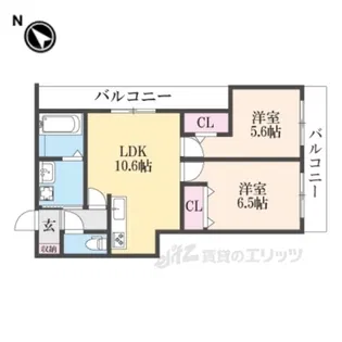 ウィステリア太秦天神川【2階】の間取り