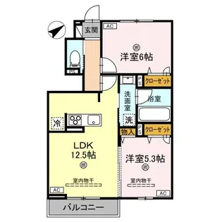 カルム キー2【1階】の間取り
