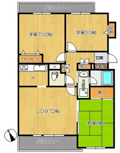 異人池コート【3階】の間取り