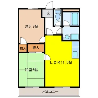 ハイツ園城【3階】の間取り