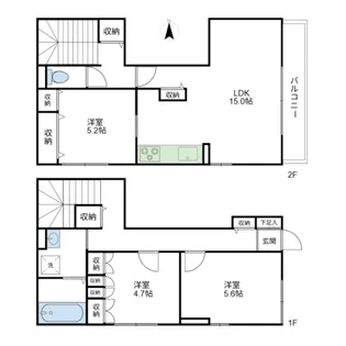ラ メゾネット ヴェルトゥ【1階】の間取り