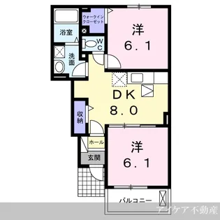 徳島県吉野川市鴨島町上浦【アパート】の間取り