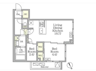 アジールコート後楽園【4階】の間取り