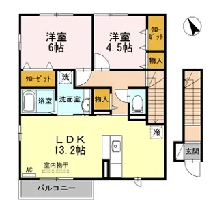 広島県広島市安佐北区亀山1【アパート】の間取り