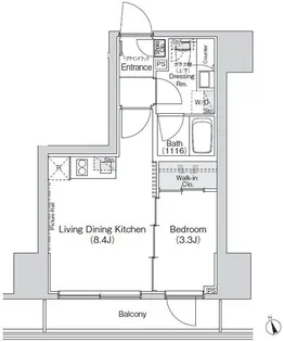 Belle Vue新橋【12階】の間取り