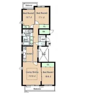 リュゼ経堂【1階】の間取り