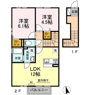 シャインポート屋島IV A棟【2階】の間取り