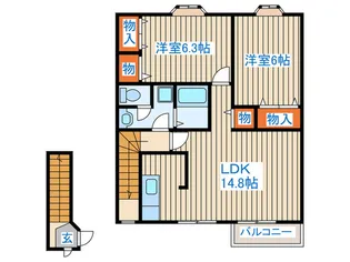メゾンドゥー・ayuIII【2階】の間取り