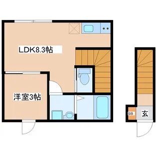 シャンテ連坊 A【2階】の間取り